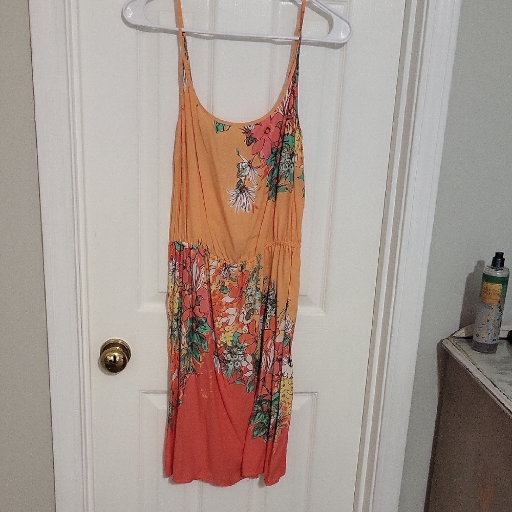Cute Floral Orange and Red Dress